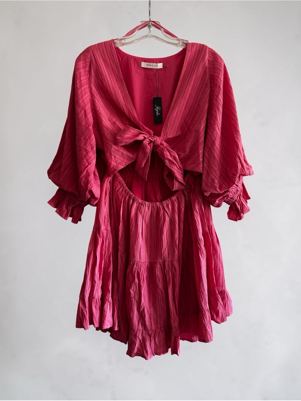 Mustard Seed Hot Pink Sundress with Front Tie Detail